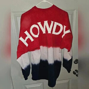 HOWDY Patriotic Red White Blue Tie Dye Spirit Jersey Men's M or Women's L XL